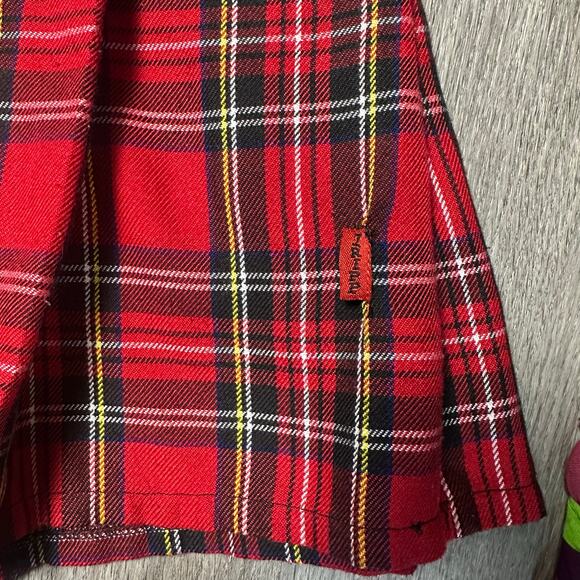 Tripp NYC Pleated Plaid Mini Skirt Red and Black - Picture 2 of 7